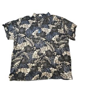 Harbor Bay Men’s Black Tropical Floral Print Cotton Casual Shirt 5XL BigTall NWT